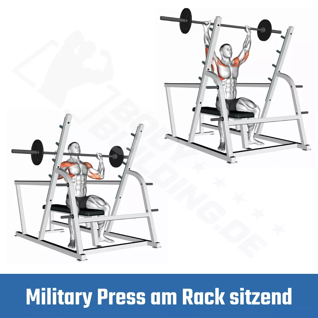 Military Press sitzend am Rack Fitnessübung